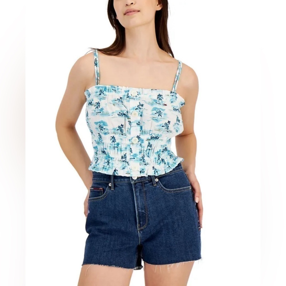 NWT Tommy Jeans Palm Tree/ Beach Print Top SZ L